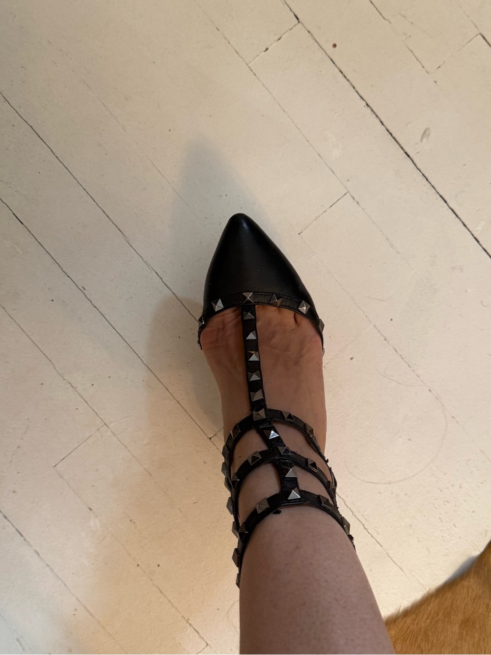 Valentino Black Rockstud Strappy Pointed-Toe Heel